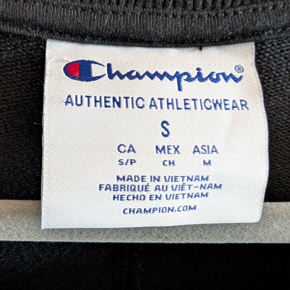 Champion Women's Black Heritage Fleece Crew neck, White Satin Stripe Size Small - Picture 4 of 9